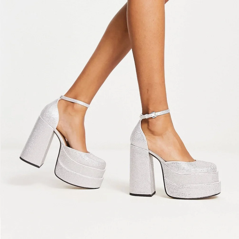 New Steve Madden Charlize double platform shoes in crystal size 6.5 rhinestone